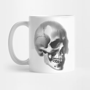 Ink Stains and Bone: A Raw Halftone Skull Tapestry Mug